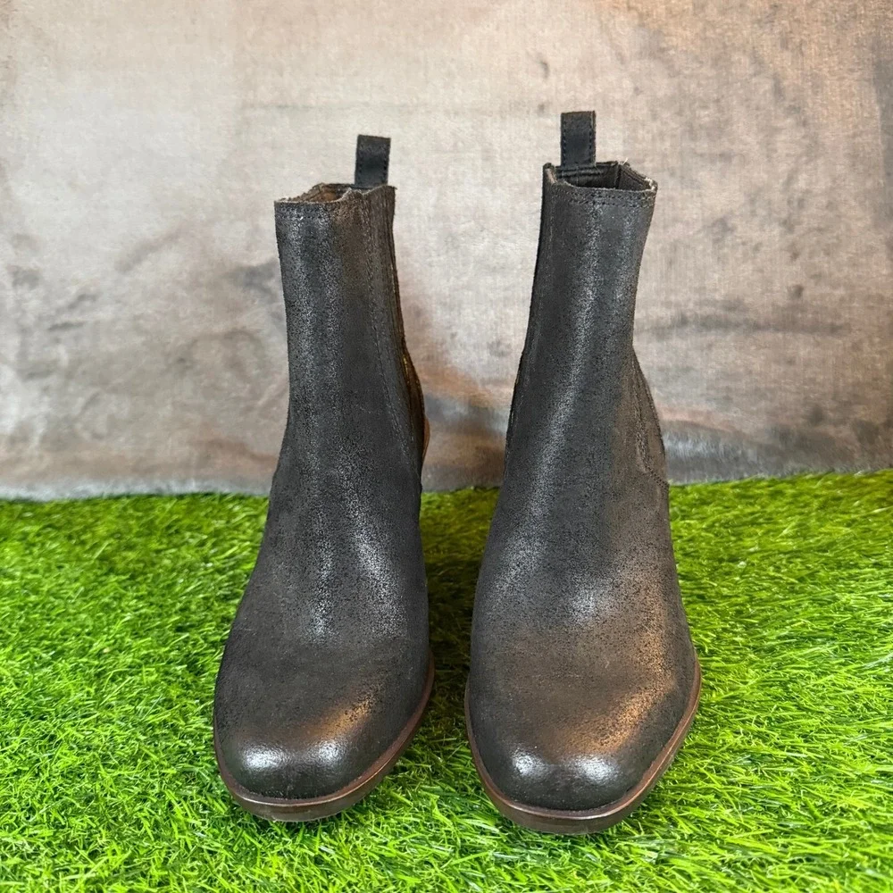 Lucky Brand Basel Wedge Booties Womens size 6 Black Leather Ankle Boots